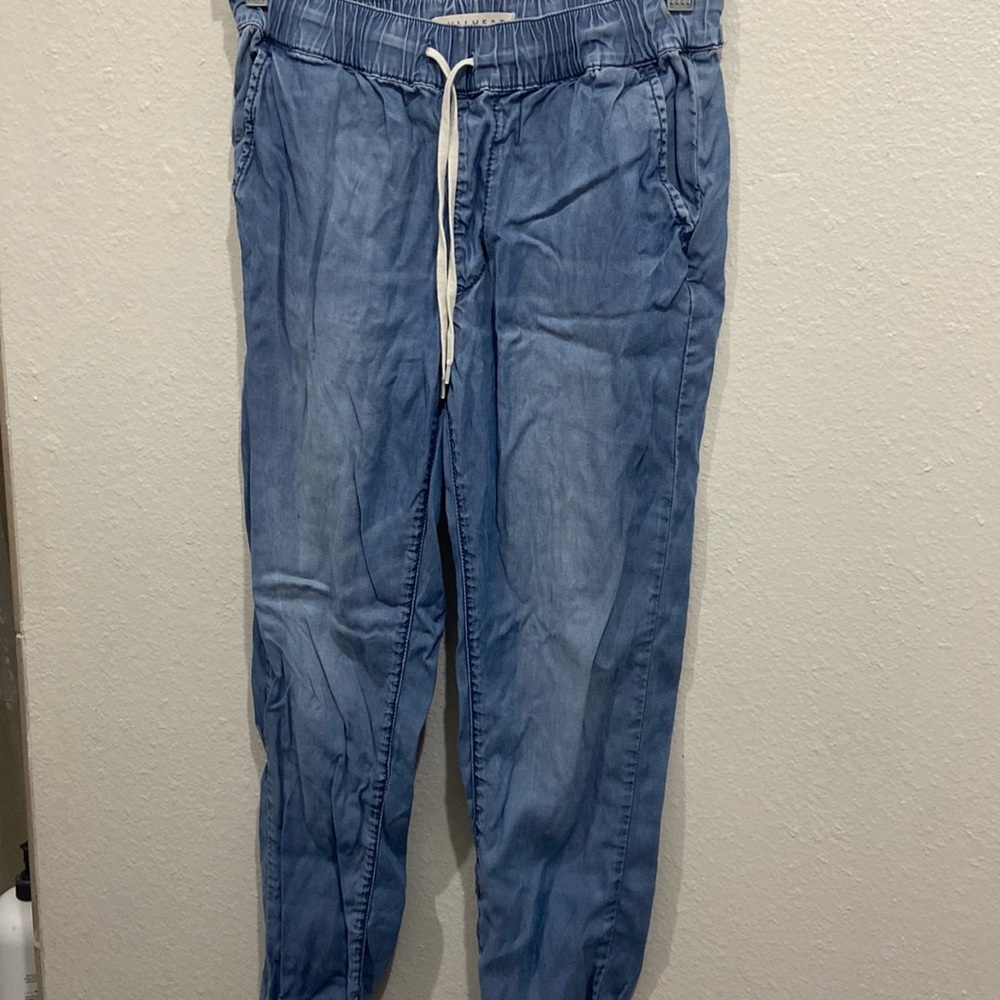 Breathable flowy cloth for “denim” joggers.
